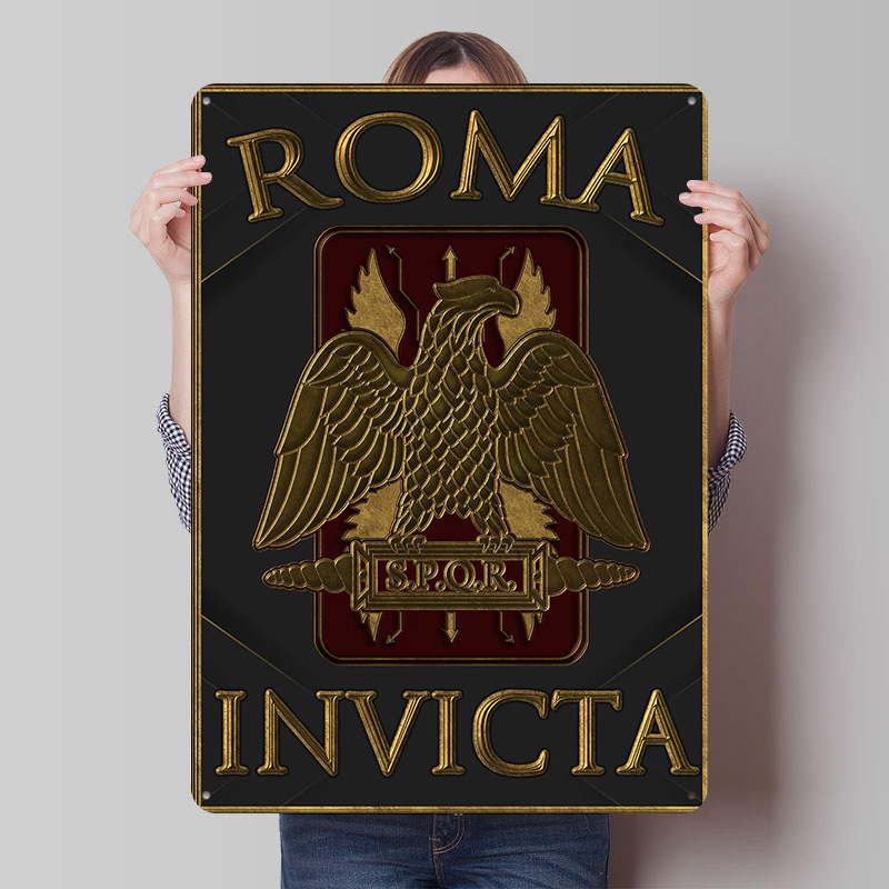 Retro Gaming Empire - SPQR Roma Invicta Empire Zinnplakette Poster
