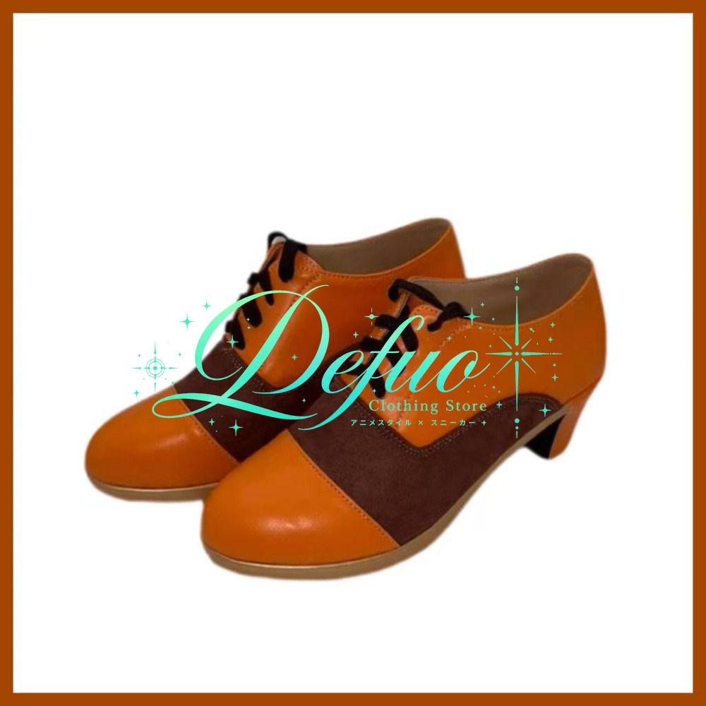 Retro Gaming Game Stick - Retro-Orangefarbene Schuhe für Rollenspiele, Retro-Lederschuhe mit