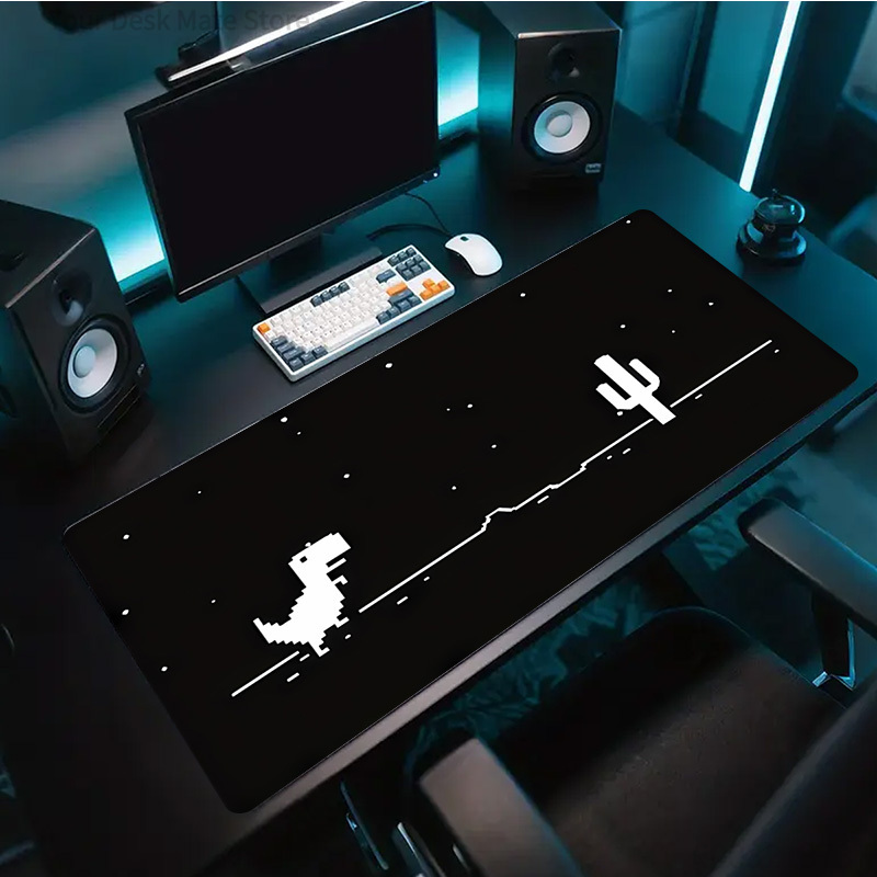 Mouse Gaming Retro - Neon-Topographie & Pixel-Dino-Mauspad mit Farbverlauf-Konturlinien, Retro-Spielkunst