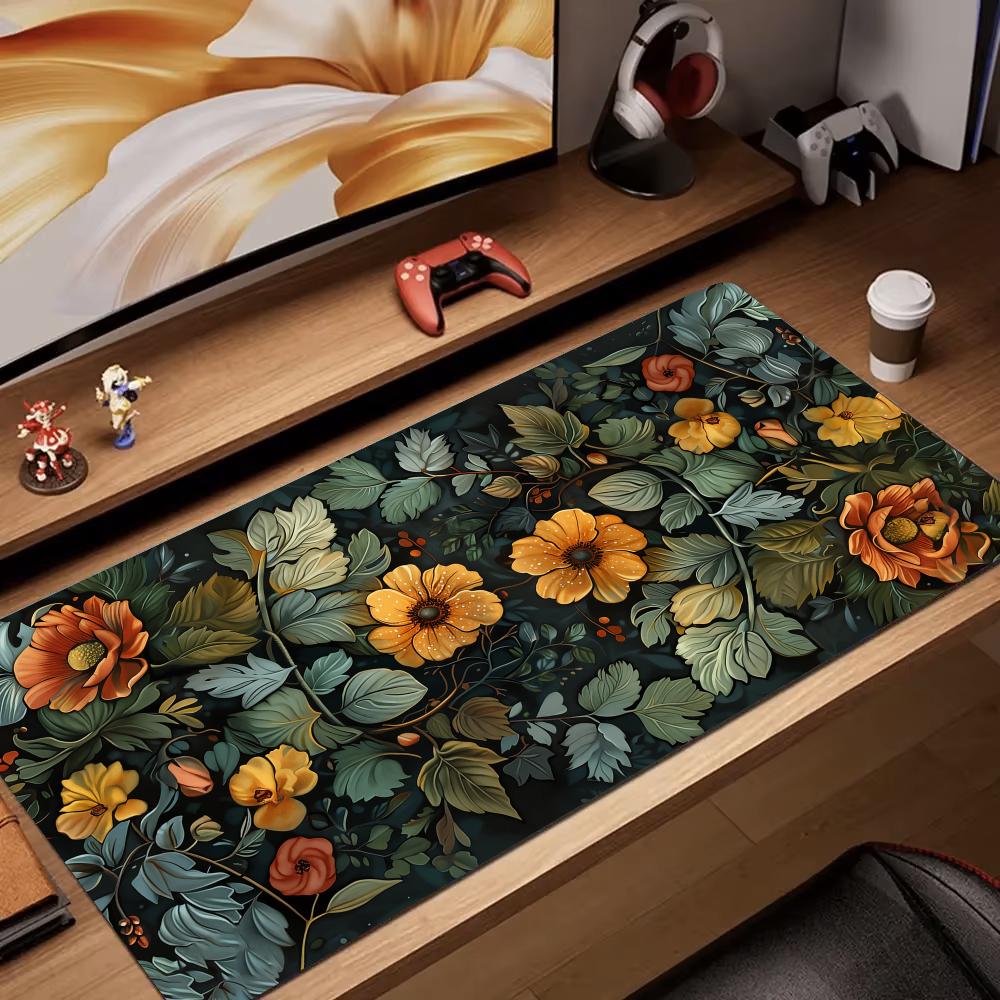 Mouse Gaming Retro - Retro Blumenkunst Rendering Mauspad Schreibtischmatte Gaming