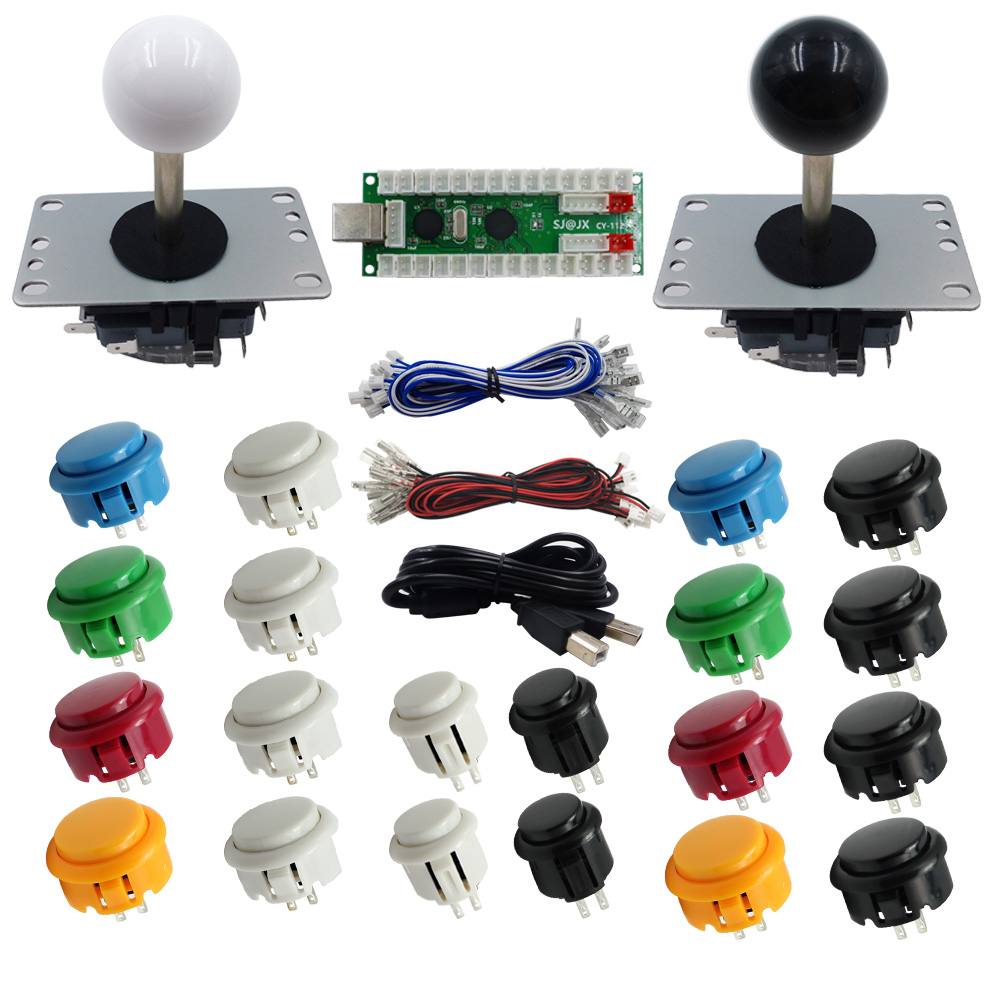 Arcade Button Kit - SJ@JX 2-Spieler-Arcade-DIY-Kit, Arcade-Spiel, USB-Encoder, Tasten und