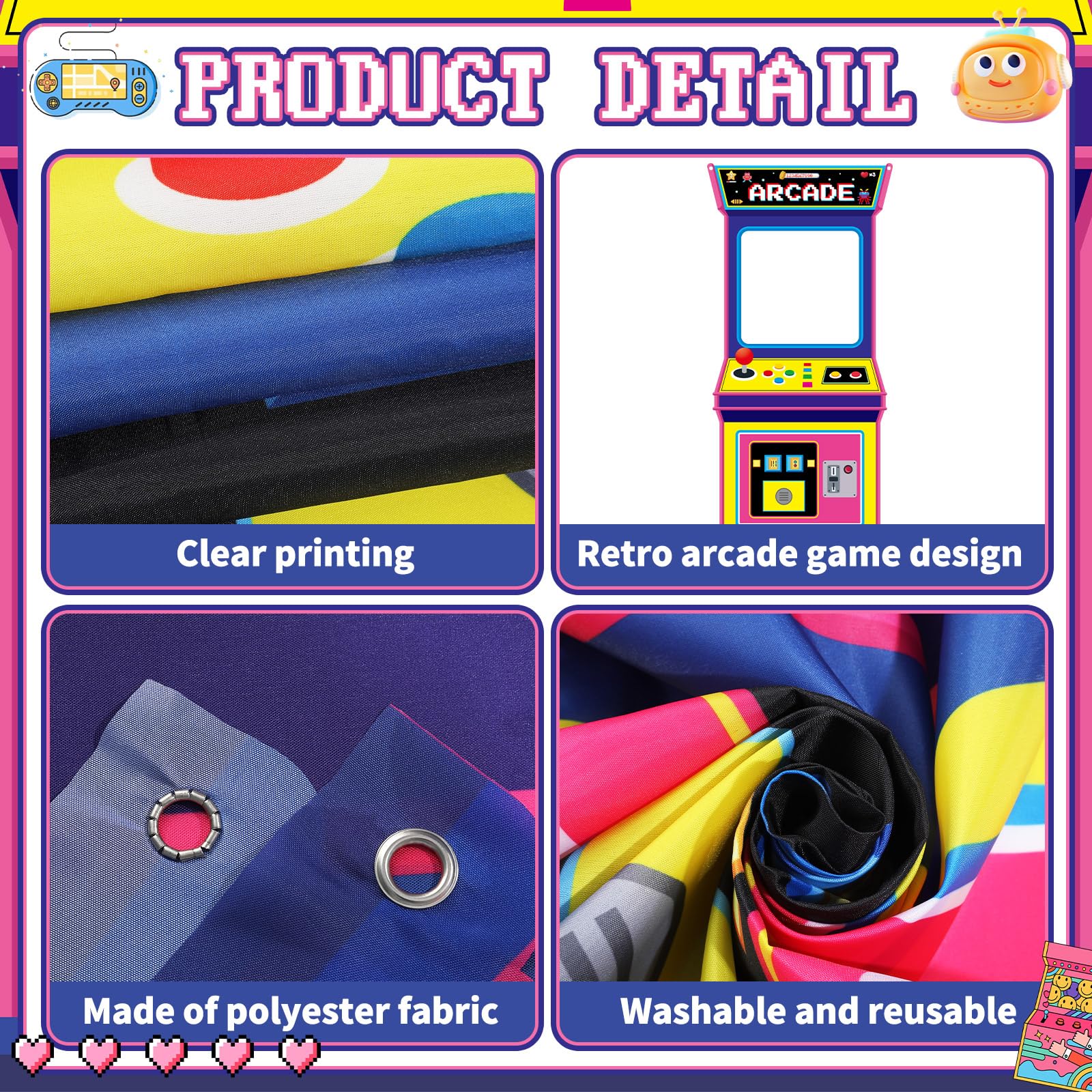 Retro-Videospiel-Stoff-Hinterg – Retro Gaming Banner Bewertung und Preis
